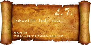 Lukovits Teónia névjegykártya